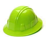 Image of Pyramex HP24131 Hard Hat - Full Brim Style 4 Point Ratchet Suspension, Hi Viz Green -