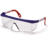 Image of Pyramex Integra Safety Glasses - Red White and Blue Frame and Clear Lens