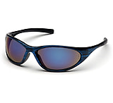 Image of Pyramex Zone II Safety Eyewear - Blue Mirror Lens, Blue Wood Frame