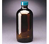 Image of Qorpak Boston Round Bottles, Amber, Narrow Mouth, Qorpak 7720D With 14B Rubber-Lined Black Phenolic Cap, Case of 24