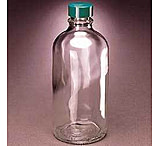 Image of Qorpak Boston Round Bottles, Narrow Mouth, Qorpak 7914 With Fluoropolymer Resin-Lined Green Thermoset Cap, Case of 12