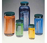 Image of Qorpak Bottle Beakers, Medium Rounds, Wide Mouth, Qorpak 7785 With Pulp/Vinyl-Lined Black Phenolic Cap, Case of 24