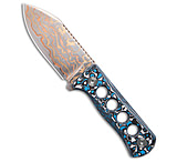 Image of QSP Knife QSP Canary Neck Knife Fixed Blade White/Blue Carbon Fiber 2.5 Copper Damascus 33379D71