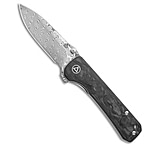 Image of QSP Knife QSP Hawk Liner Lock Knife Shredded Carbon Fiber 3.3 Damascus QS131-E B1277ABB