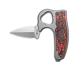 Image of Reate Knives Reate EXO-D Button Lock Knife BB Ti + Lava Flow FatCarbon 2.7 Belt Satin 070700BE