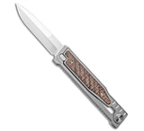 Image of Reate Knives Reate EXO D/E Gravity Knife Titanium/Burlap Micarta 3.75 Satin 935C93AC
