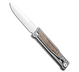 Image of Reate Knives Reate EXO Double Edge Gravity Knife Titanium/Green Micarta 3.75 Satin 08434546