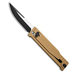 Image of Reate Knives Reate EXO-OG Drop Point OTF Gravity Knife Tan Line Pattern Al 3.75 Two-Tone 0387CDB7