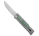 Image of Reate Knives Reate OG EXO Tanto OTF Knife Bead Blast Ti/Green Micarta Inlay 3.75 SW/Satin 3545B707