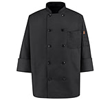 Image of Red Kap Spun Poly Black Chef Coat, Pearl Buttons