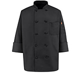 Image of Red Kap Spun Poly Black Chef Coat, Knot Buttons