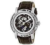 Image of Reign Mens Stavros Automatic Skeleton Dial Crocodile-Embossed Leather Strap Watch