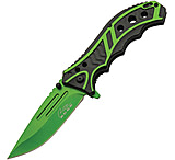 Image of Rite Edge Caution Linerlock A/O Grn 3.75 in Stainless Steel Assisted Opening Folding Knife