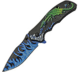 Image of Rite Edge Dragon Flame Linerlock A/O CN300549GN 3.50 in Stainless Steel Assisted Opening Folding Knife
