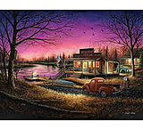 Image of River's Edge Rivers Edge Led Wrapped Canvas Art 16"x12" Perfect Evening