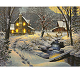 Image of River's Edge Rivers Edge Led Wrapped Canvas Art 16"x12" Warm &amp; Cozy W/deer