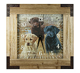 Image of River's Edge Wooden Frame 24-Inch Clock - Labrador Puppies