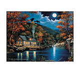 Image of River's Edge 16in x 12in LED Art - Cabin by Lake