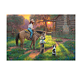 Image of River's Edge 24in x 16in LED Art - Woman on Horse