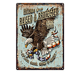 Image of River's Edge 12in x 17in Tin Sign - Born Raised and Protect