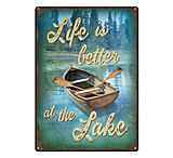Image of River's Edge 12in x 17in Tin Sign - Life Better Lake