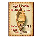 Image of River's Edge 12in x 17in Tin Sign - Paddle Your Own Canoe