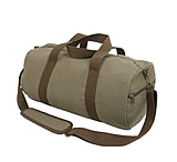 Image of Rothco Two-Tone Canvas Shoulder Duffle Bag - Vintage Olive with Brown Straps