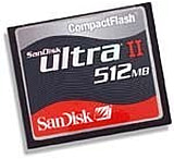 Image of SanDisk 512MB Ultra II CF CompactFlash Memory Card - SDCFH512901