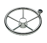 Image of Schmitt &amp; Ongaro Marine 170 13.5&quot; Stainless 5-Spoke Destroyer Wheel w/ Stainless Cap and FingerGrip Rim