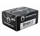 Scorpion 9mm Luger 147 Grain Jacketed Hollow Point Brass Cased Pistol Ammunition