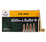 Sellier &amp; Bellot 243 Winchester 100 Grain Soft Point Rifle Ammo, 20 Rounds, SB243A