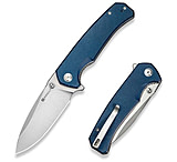 Image of SENCUT Skarnax Flipper &amp; Thumb Stud Knife Blue Canvas Micarta Handle 3.79inch Satin Finished 9cr18mov Blade S24025-3