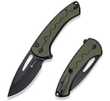 Image of SENCUT Squiggy Flipper &amp; Thumb Hole &amp; Button Lock Knife Black / Green G10 Handle