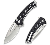 Image of SENCUT Squiggy Flipper &amp; Thumb Hole &amp; Button Lock Knife White / Black G10 Handle