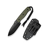 Image of SENCUT Toxodon Fixed Blade Knife 4.57inch Black 9cr18mov Drop Point Plain Edge Blade, Od Green G10 Handle &amp; Kydex Sheath