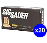 SIG SAUER Elite Performance 9mm Luger 124 Grain Full Metal Jacket Brass Cased Centerfire Pistol Ammunition