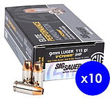 SIG SAUER Elite V-Crown 9mm Luger 115 Grain Jacketed Hollow Point Brass Cased Centerfire Pistol Ammunition