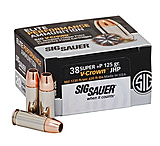 Image of SIG SAUER V-Crown Ammo .38 Super +P 125 grain Jacketed Hollow Point Brass Cased Centerfire Pistol Ammunition
