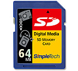 Image of SimpleTech Secure Digital (SD) 64MB Memory Card