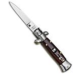 Image of SKM 4.5 Italian Mini Stiletto Automatic Knife Gonzo Wood 2 Satin Swedge C8EAF8D6