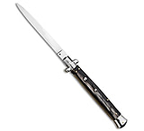Image of SKM 13 Italian Stiletto Flat Grind Automatic Knife Dark Horn 6 Satin DC6CB79A