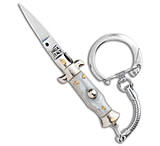 Image of SKM 2.75 Keychain Stiletto Automatic Knife Gray 1.2 Satin Flat 492D685D