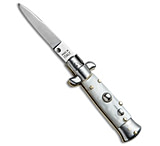 Image of SKM 4.5 Italian Mini Stiletto Automatic Knife White Pearlex Swedge CD6222B1