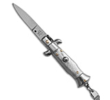 Image of SKM 4 Keychain Stiletto Automatic Knife Gray 1.6 Satin Flat FE87B498