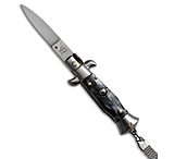 Image of SKM 4 Keychain Stiletto Automatic Knife Sim Horn 1.6 Satin Flat 4CCA3282