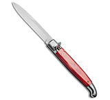 Image of SKM 9.5 Fancy Lever Lock Automatic Knife Red Acrylic 4 Satin Bayo 25986D12