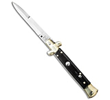 Image of SKM 9 Italian Stiletto Automatic Knife Brass/Dark Wood 3.8 Satin Bayonet 43E3DDE3