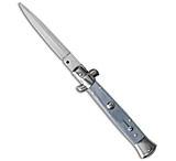 Image of SKM 9 Italian Stiletto Automatic Knife Light Blue Pearlex 4 Satin Dagger BB0FB649