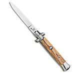 Image of SKM 9 Italian Stiletto Automatic Knife Olive Wood 3.8 Satin Flat AF918608
