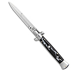 Image of SKM 9 Italian Stiletto Automatic Knife Sim Dark Horn 3.8 Satin Bayo AAC39A2A